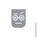 Confused Thinking Emoticon Icon Vector Illustration. Style. Gray on white