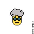 Confused Thinking Emoticon yellow boy, man Icon Vector Illustration. Style. Whatever Face Emoticon Icon Vector Illustration. Angry