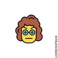 Confused Thinking Emoticon yellow girl, woman Icon Vector Illustration. Style. Whatever Face Emoticon Icon Vector Illustration.