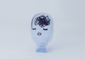 Confused thoughts, stress and depression, mental health concept, transparent head with metaphorical tangled thinking. 3D illustrat