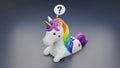 Confused Unicorn Question Mark, Doubt, Uncertainty Concept Royalty Free Stock Photo