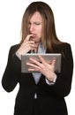 Confused Woman with Tablet Royalty Free Stock Photo