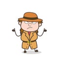 Confused and Worried Expression - Female Explorer Scientist Cartoon Vector