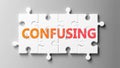 Confusing complex like a puzzle - pictured as word Confusing on a puzzle pieces to show that Confusing can be difficult and needs