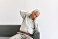 Confusing and forgetful elderly asian man with thinking gesture, Alzheimer`s disease. Royalty Free Stock Photo