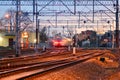 Trains in motion on long exposure at night