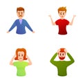 Confusion emotion icons set cartoon vector. People with emotion of confusion