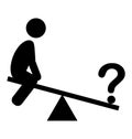 Confusion Man on Swing People with Question Mark Flat Icons Pict Royalty Free Stock Photo