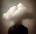 Confused head in clouds