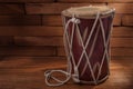 Conga percussion drum instrument on wooden boards Royalty Free Stock Photo