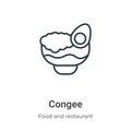 Congee outline vector icon. Thin line black congee icon, flat vector simple element illustration from editable food and restaurant