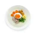 Congee Rice Porridge Served  Boiled Egg,Pork soft Ball Royalty Free Stock Photo