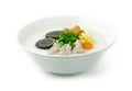 Congee Rice Porridge Served  Century Egg,Pork soft Ball Royalty Free Stock Photo