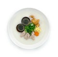 Congee Rice Porridge Served  Century Egg,Pork soft Ball Royalty Free Stock Photo