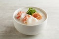 Congee with Scallop Prawn served in a dish isolated on grey background