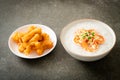 Congee with shrimps and fresh ginger Royalty Free Stock Photo