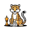 Congested Cheetah in Chess Illustration Royalty Free Stock Photo