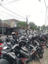 Congested motorbike parking in developing countries Royalty Free Stock Photo