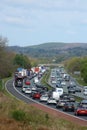 Congested traffic on M6 motorway, Lancashire