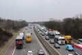 Congested traffic on three lane motorway, England