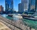 Congestion on the Chicago River as boats of all shapes and sizes take advantage of summer