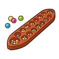 Congkak mancala game drawing Royalty Free Stock Photo