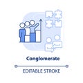 Conglomerate business merger light blue concept icon