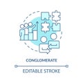 Conglomerate business merger turquoise concept icon