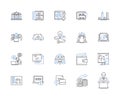 Conglomeration line icons collection. Integration, Consolidation, Merger, Acquisitions, Synergy, Unity, Aggregation