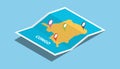 Congo africa explore maps with isometric style and pin location tag on top