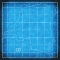 Congo Democratic Republic map blue print artwork illustration si
