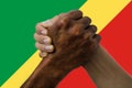 Congo flag, intergration of a multicultural group of young people Royalty Free Stock Photo