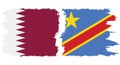 Congo - Kinshasa and Qatar grunge flags connection vector