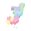 Congo region map: colorful isometric top view.