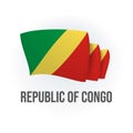 Congo Republic vector flag. Bended flag of Congo Republic, realistic vector illustration