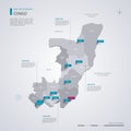 Congo vector map with infographic elements, pointer marks Royalty Free Stock Photo