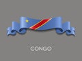 Congolese flag wavy ribbon background. Vector illustration.