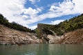 Congost de Mont Rebei, mountain gorge with azure river and canoe, kayaking in Aragon, Catalonia, Spain Royalty Free Stock Photo