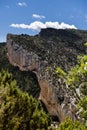 Congost de Mont Rebei, mountain gorge with azure river and canoe, kayaking in Aragon, Catalonia, Spain Royalty Free Stock Photo