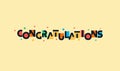 Congradulations funny lettering, futuristic space colorful greeting letters for kids birthday, childhood festival