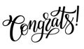 Congrats black lettering. Handwritten phrase. Vector illustration