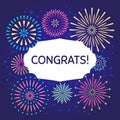 Congrats celebration firework poster. Congratulations fireworks vector illustration background