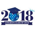 Congrats Class of 2018 with a disco ball in blue Royalty Free Stock Photo