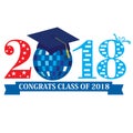 Congrats Class of 2018 with a disco ball in red and blue Royalty Free Stock Photo