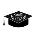 Congrats Class of 2020 hand written on graduation hat. Congratulations to graduates typography poster. Vector template for Royalty Free Stock Photo