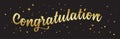 Congrats, Congratulations banner with glitter decoration. Handwritten modern brush lettering dark background. Vector