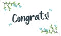 Congrats, Congratulations Typography With Floral frame, vector for greeting