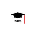 Congrats Grad 2021. Vector label on white background. Print for graduation design, congratulation event, party, high school or