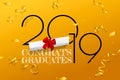 Congrats graduates. Lettering for graduation class of 2019. Vector text for graduation design, congratulation event, party, Royalty Free Stock Photo