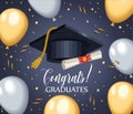 congrats graduates lettering postcard